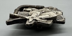 VINTAGE BELT BUCKLE SHAPED LIKE A ENGINE MARKATRON DETRIOT DIESEL DOUBLE 0-92
