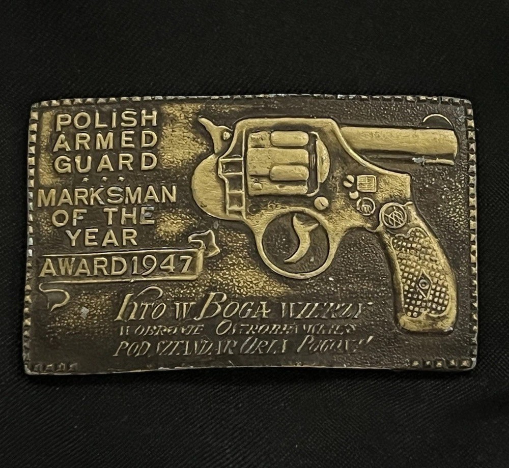 Polish Armed Guard Marksman 1947 Belt Buckle Capt Hawks Sky Patrol & Novelty Gag