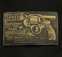 Polish Armed Guard Marksman 1947 Belt Buckle Capt Hawks Sky Patrol & Novelty Gag