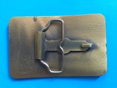 Mens Brass Belt Buckle BEAMS BLACK LABEL 3 1/2&Prime; x 2 1/4&Prime; Nice! VINTAGE CLASSIC A