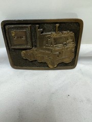 Vtg 1976 GMC Big Rig Scripted Trucking Adezy Belt Buckle USA