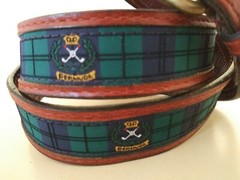 YRI FABRIC & LEATHER BELT LACROSSE BERMUDA CROWN SIZE 40