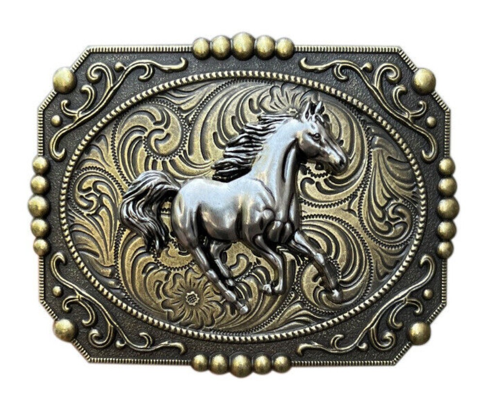 Running Wild Horse Western Belt Buckle Vintage Style Men Women Cowboy Rodeo Wear