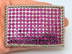 Fashion Men Women western classic Belt Buckle Silver Metal hot pink rhinestones