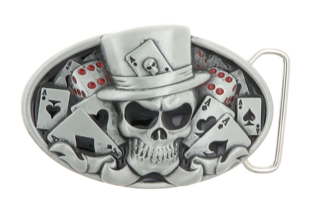 Dice Skull Poker Cards Enamel Metal Belt Buckle