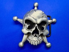 Creepy Skull Grinning Teeth Five Point Star Gothic Punk Cutout Belt Buckle