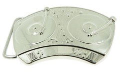 DJ Music Turntable Chrome Silver Metal Belt Buckle