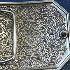 Ariat Logo Western Belt Buckle Floral Silver & Gold tone