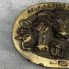 Vintage Kent Feed Belt Buckle Lewis Buckles Agriculture Gold Tone Farmer