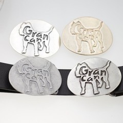 Strong Bulldog Dog Print Oval Belt Buckle – Striking & Expressive