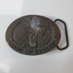 Vintage King Of Beasts Belt Buckle Lion Animal Kolcaco Metal Brown