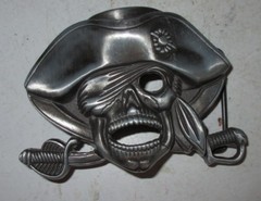 Pirate Skeleton Solid Fine Pewter Belt Buckle Swords Used Skull Pirates Apparel