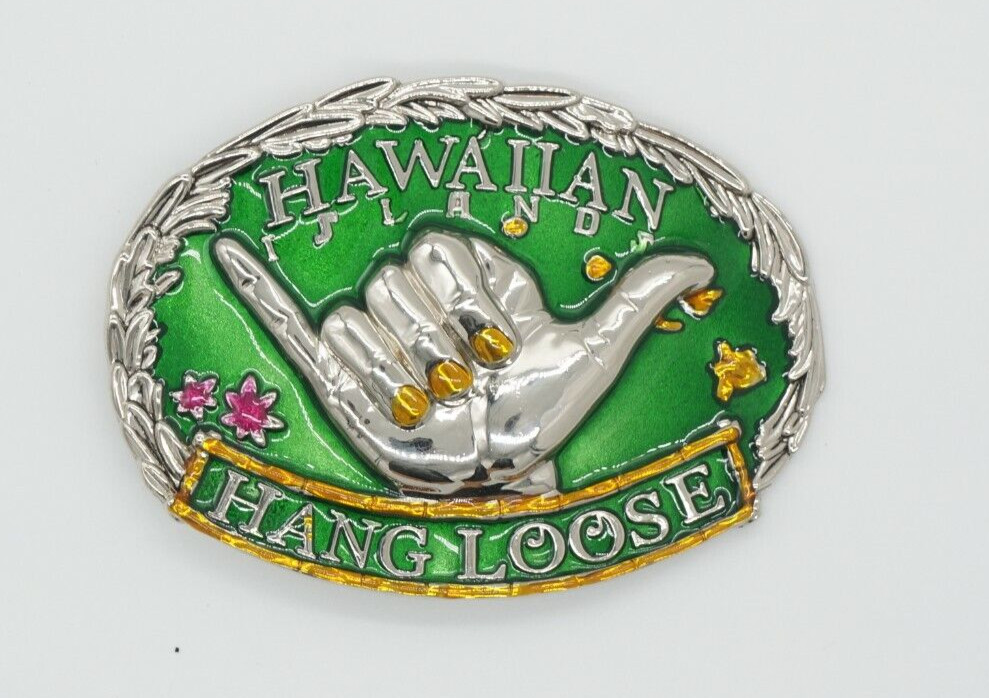Hawaiian Islands Hang Loose Shaka Belt Buckle | American Silver Vintae Buckle