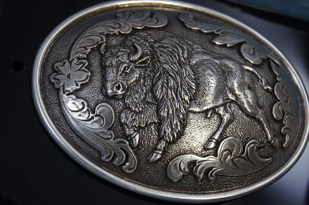 Nocona OVAL ANTIQUE SCROLL BUFFALO BUCKLE Belt Buckle 37046