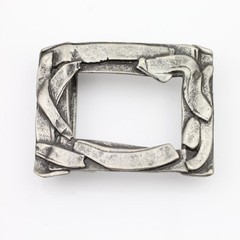Antique Silver Rectangle Belt Buckle, Handmade Buckle For Snap Belts