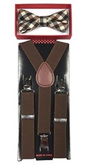 Suspenders & Brown Plaid Bowtie Matching Set Baby Toddler Kids Boys Wedding