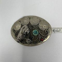 Vintage Bear Buffalo Nichols Belt Buckle Turquoise/Coral