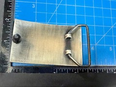 Hand Cuffs Raised Handcuffs on Silver Color Rectangular Belt Buckle