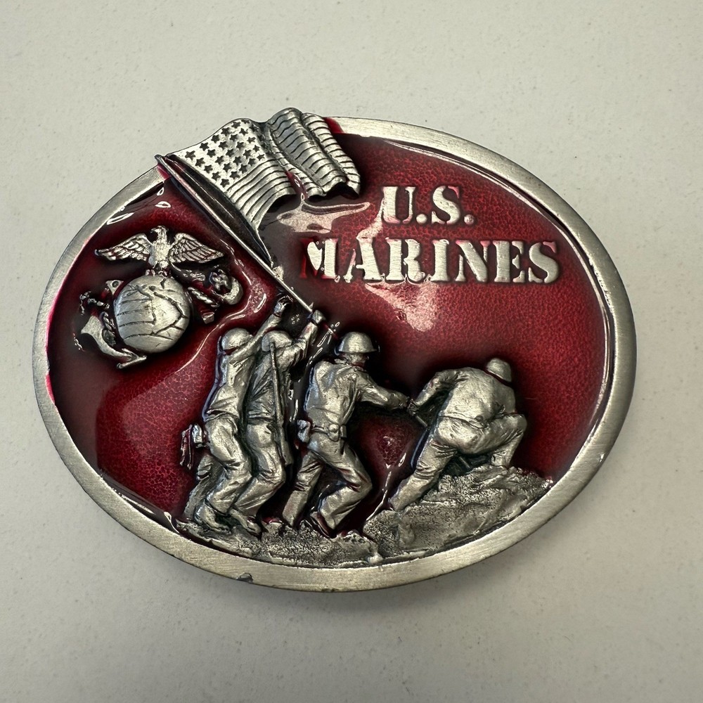 Vintage 1982 US Marines Belt Buckle Iwo Jima Bergamot Brass Works The Few The Pr