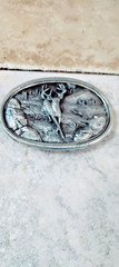 BELT BUCKLE 1983 PEWTER BAGAMOT ELK G-145 3 1/2 x 2 1/2&Prime;