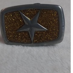 Y2K Silver Gold Glitter Star Belt Buckle Western Celestial Rectangle 2.75in
