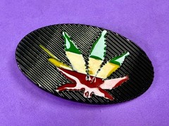 Marijuana Cannabis Pot Leaf Weed Enameled Rasta Belt Buckle New in open Box