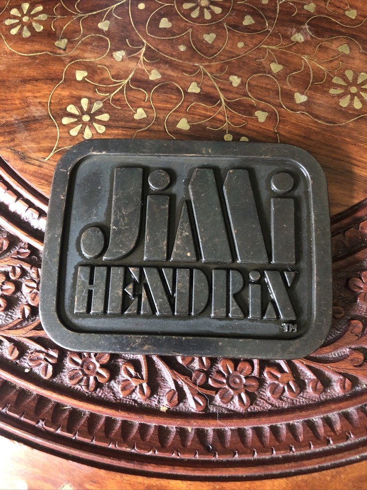 Vintage Authentic Jimi Hendrix Collectible Large Belt Buckle 4&Prime; x 3&Prime; Bronze
