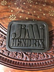 Vintage Authentic Jimi Hendrix Collectible Large Belt Buckle 4&Prime; x 3&Prime; Bronze