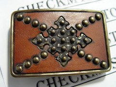 1976 LEATHER -METAL SOLID BRASS BUCKLE COLLECTOR ITEM