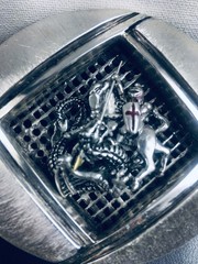 Artisan made 10 k gold Roman She wolf sterling silver ring