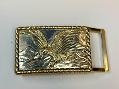 Patriotic Majestic American Eagle Vintage two tone rectangular Belt Buckle