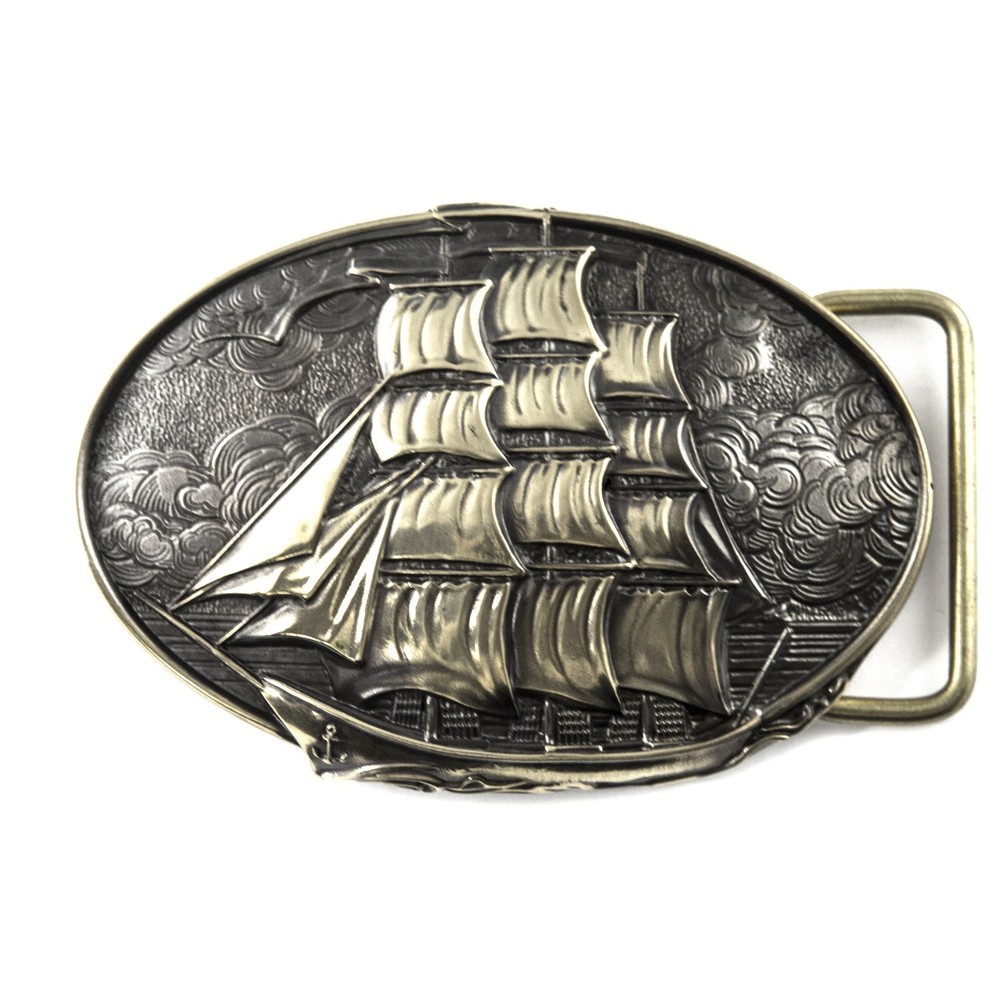 Frigate german silver buckle, barque, sailing vessel, sailship handmade buckle