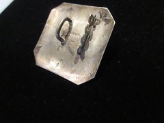 Vintage Buckle Sterling Silver 14K Gold Mother of Pearl Heart Shape Hand Made