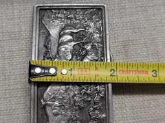 1970s vintage USA made INJURED ELK belt buckle BRASS heavy WESTERN deer nature