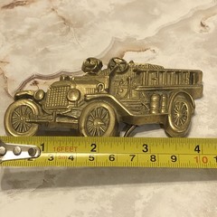 Vintage 1979 Baron Buckle Solid Brass Fire Truck Belt Buckle Department 6150