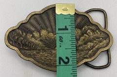 Bergamot Brass Works Vintage 1977 D-48 Scenic Sunset Buckle 1.5in Belt