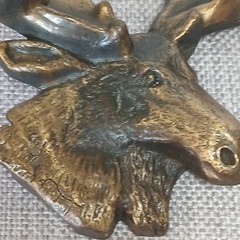 Vintage 1970s MBCI Brass Moose Elk Head Belt Buckle 3 1/2&Prime; Wide