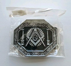 Mason Masonic Freemason Freemasonry Metal Belt Buckle NEW Black and Silver