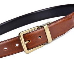 Beltox Men’s Belts 34-36, Antique Gold Buckle With Black/Lt Brown Belt