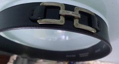 HUGO BOSS Black Leather Belt Metal Buckle Women Italy (88459)