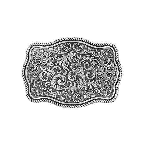 Western Cowboy Belt Buckles Men Vintage Novelty Large Handmade 2-silver Floral