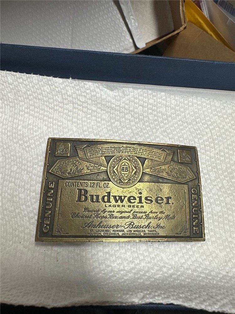Vintage Budweiser Brass Belt Buckle