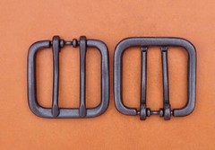 Wide Double Tongue Pin Roller Prong Pin Belt Black Buckle Fits 40MM Belt Straps