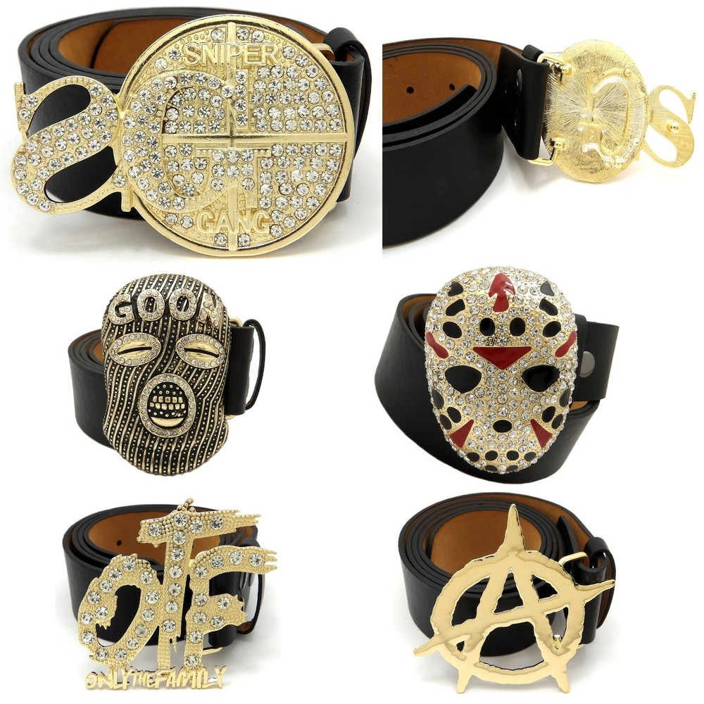 Men&rsquo;s Hip Hop Fashion Belt Buckle Anarchy, OTF, Sniper Gang, Mask Size (M,L,XL )