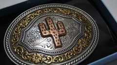 M&F WESTERN Nocona Western Buckle Oval Floral Cactus Silver 37701
