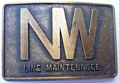 belt buckle 1970s Norfolk & Western railroad Line Maintenance 3&Prime; long