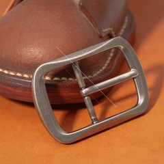 40mm Men Vintage Silver Western Leathercraft Center Bar Leather Belt Buckle