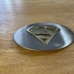 Vintage Superman Belt Buckle Men Gray Metal With Gold Symbol DC Comics Original