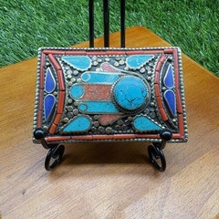 Vintage Tibetan Belt Buckle waist trap Turquoise Coral Clasp