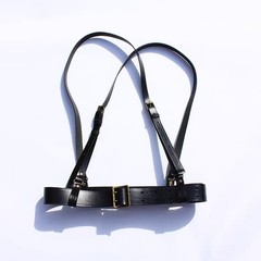 CHINESE ARMY PLA ARMED MILITARY TACTICAL OFFICER LEATHER BELT AND SUSPENDERS SET